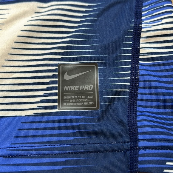 Nike Blue and White Geometric Compression shirt - Picture 2 of 6